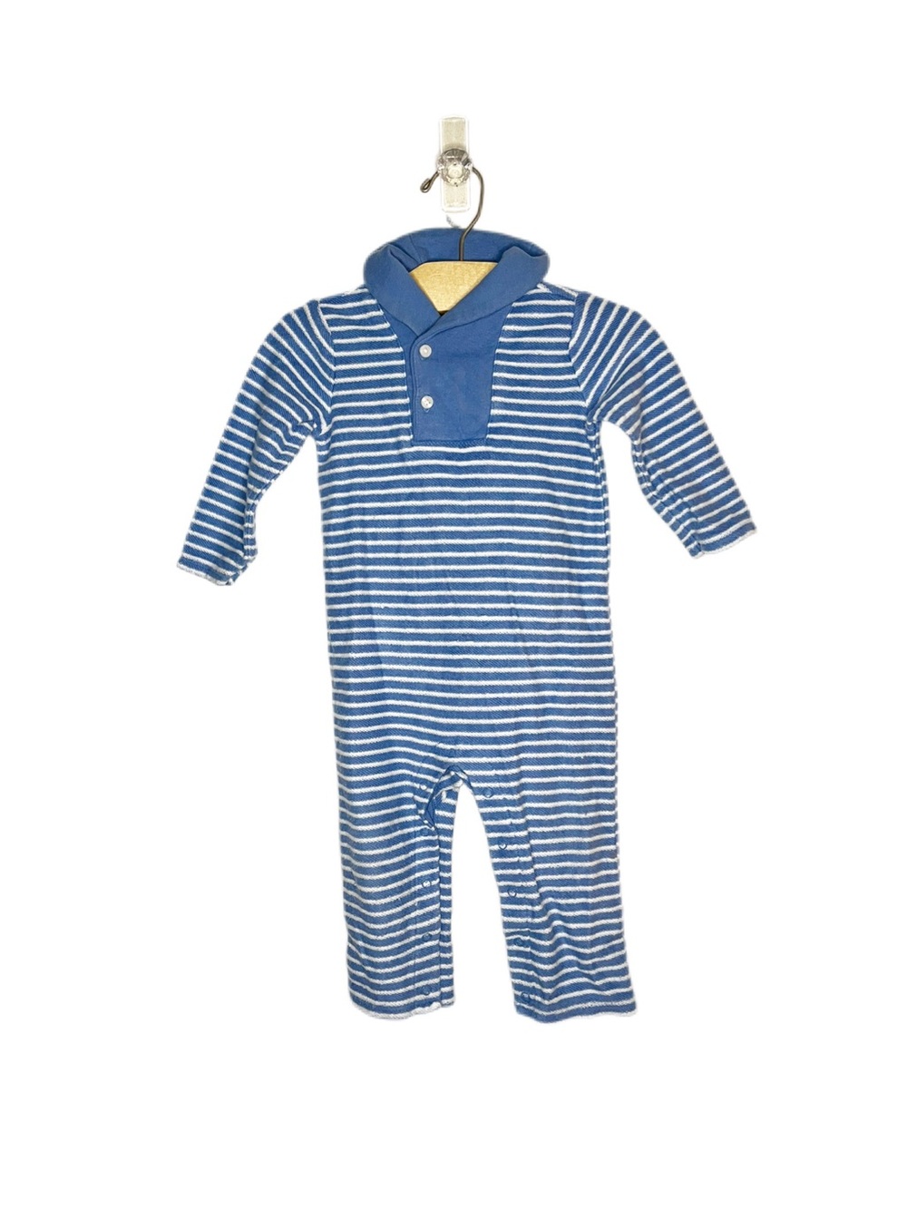 Janie and Jack 12-18m Baby Boy Blue Striped Cowl Neck Kids One-Piece Jumpsuit